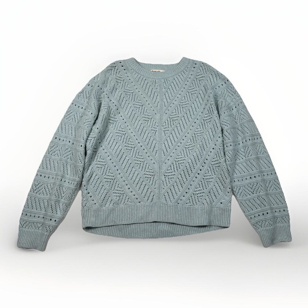 Marine Layer Mint Open-Knit Crewneck Sweater - Picture 2 of 9